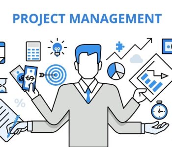Project management business multitasking concept flat line art vector icons. Modern website infographics illustration hero image web banner printed material. Creative lineart collection.